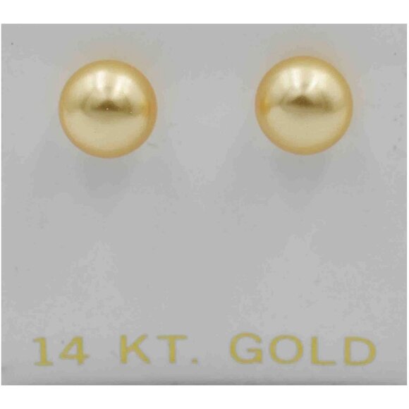 Genuine 7 mm Pearl Stud Earrings 14k Gold